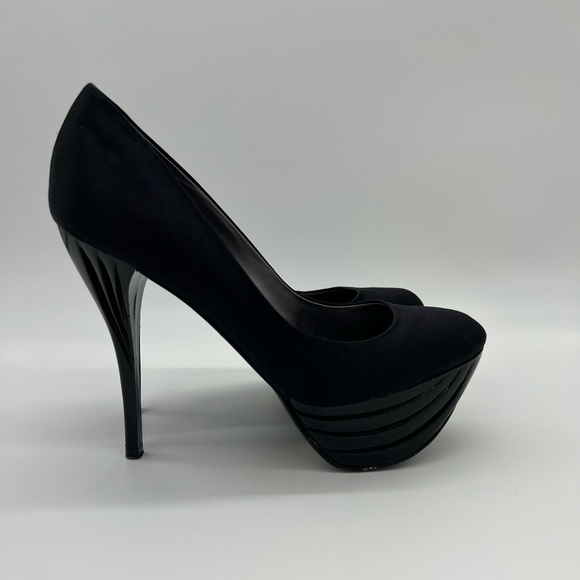 bebe Shoes - Bebe Riley Black Satin Heels Size 7